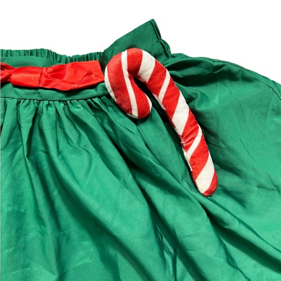 LOVE ON A HANGER XS holiday ugly Christmas Candy Cane Skater Skirt Tinsel Trim - Picture 7 of 7